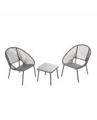 Salon de jardin 2 fauteuils et table basse Verano gris foncé - 3 pièces