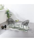 Salon de jardin 2 fauteuils et table basse Verano gris foncé - 3 pièces