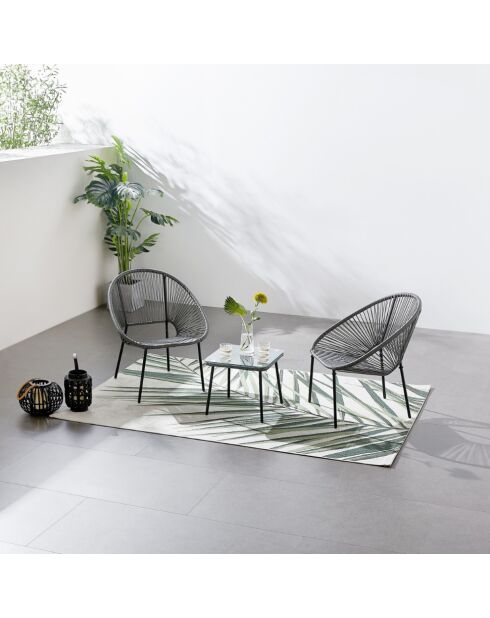 Salon de jardin 2 fauteuils et table basse Verano gris foncé - 3 pièces