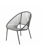 Salon de jardin 2 fauteuils et table basse Verano gris foncé - 3 pièces