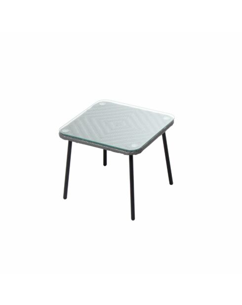 Salon de jardin 2 fauteuils et table basse Verano gris foncé - 3 pièces
