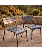 Falcou donkergrijze stapelbare tuinstoelen set van 2 - 43x59x79 cm