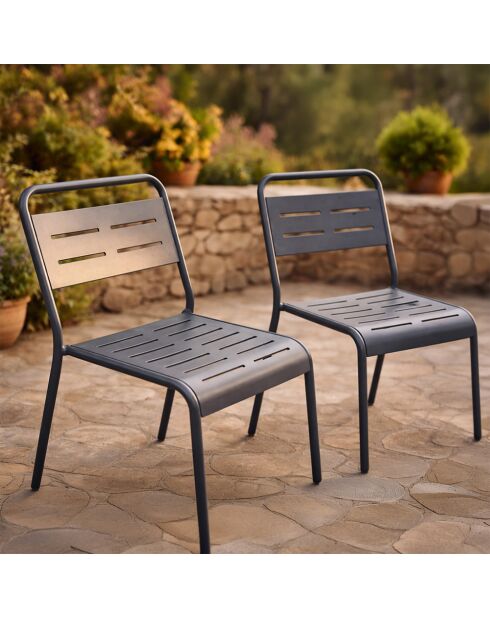 Falcou donkergrijze stapelbare tuinstoelen set van 2 - 43x59x79 cm