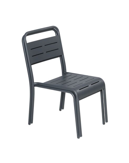 Falcou donkergrijze stapelbare tuinstoelen set van 2 - 43x59x79 cm
