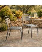 Falcou donkergrijze stapelbare tuinstoelen set van 2 - 43x59x79 cm