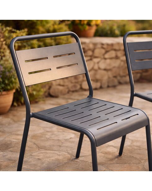 Falcou donkergrijze stapelbare tuinstoelen set van 2 - 43x59x79 cm