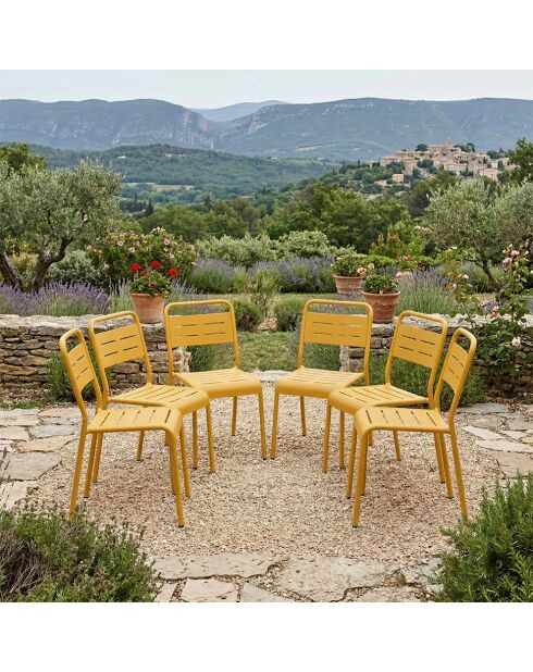 Lot de 6 chaises de jardin empilables Falcou jaunes - 43x59x79 cm