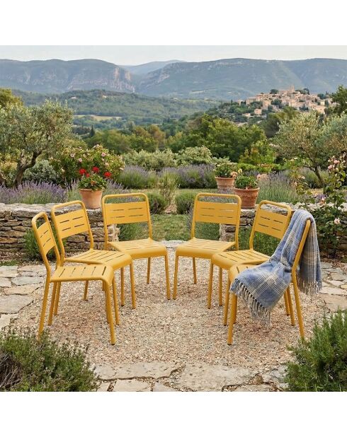 Lot de 6 chaises de jardin empilables Falcou jaunes - 43x59x79 cm