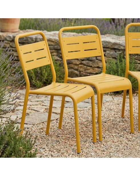 Lot de 6 chaises de jardin empilables Falcou jaunes - 43x59x79 cm