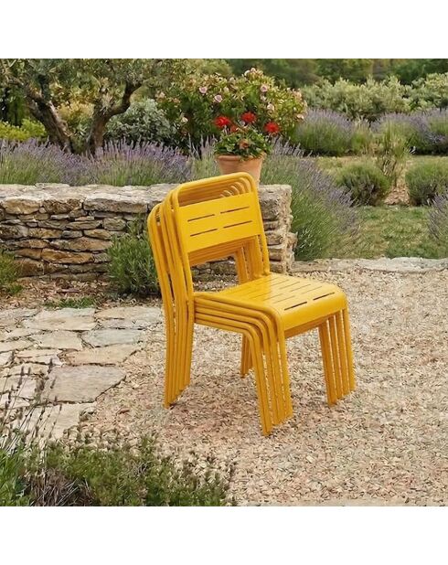 Lot de 6 chaises de jardin empilables Falcou jaunes - 43x59x79 cm
