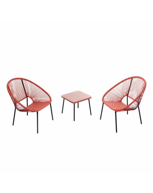Salon de jardin 2 fauteuils et table basse Verano terracotta - 3 pièces