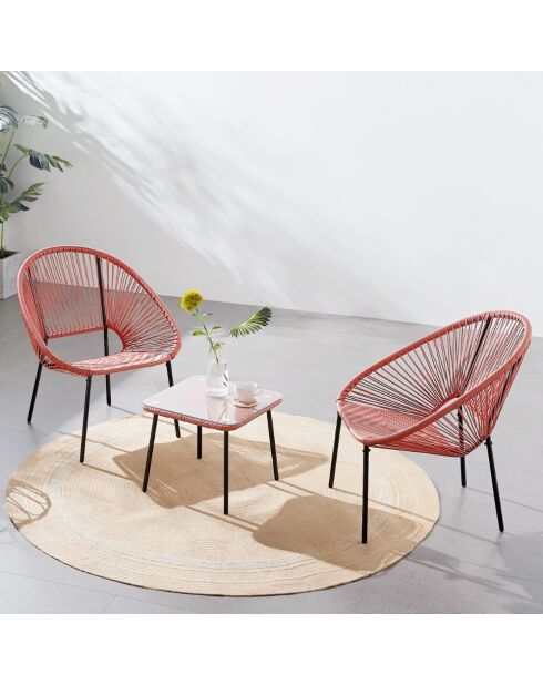 Salon de jardin 2 fauteuils et table basse Verano terracotta - 3 pièces