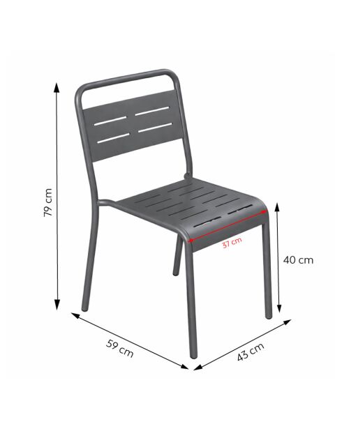 Falcou donkergrijze stapelbare tuinstoelen set van 6 - 43x59x79 cm