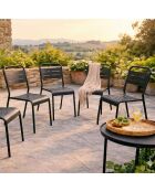 Lot de 6 chaises de jardin empilables Falcou gris foncé - 43x59x79 cm
