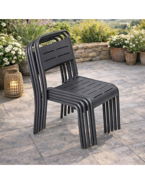 Falcou donkergrijze stapelbare tuinstoelen set van 6 - 43x59x79 cm