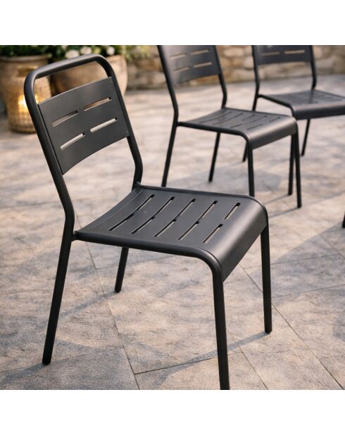 Falcou donkergrijze stapelbare tuinstoelen set van 6 - 43x59x79 cm