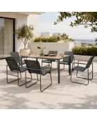 Salon de jardin 6 places anthracite et bois Palinuro anthracite - 7 pièces
