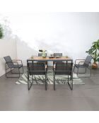 Salon de jardin 6 places anthracite et bois Palinuro anthracite - 7 pièces