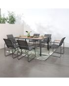 Salon de jardin 6 places anthracite et bois Palinuro anthracite - 7 pièces