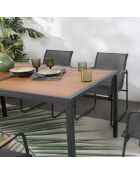 Salon de jardin 6 places anthracite et bois Palinuro anthracite - 7 pièces
