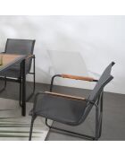 Salon de jardin 6 places anthracite et bois Palinuro anthracite - 7 pièces