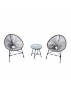 Salon de jardin 2 fauteuils ronds avec table basse Verano gris - 3 pièces