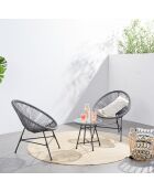 Salon de jardin 2 fauteuils ronds avec table basse Verano gris - 3 pièces