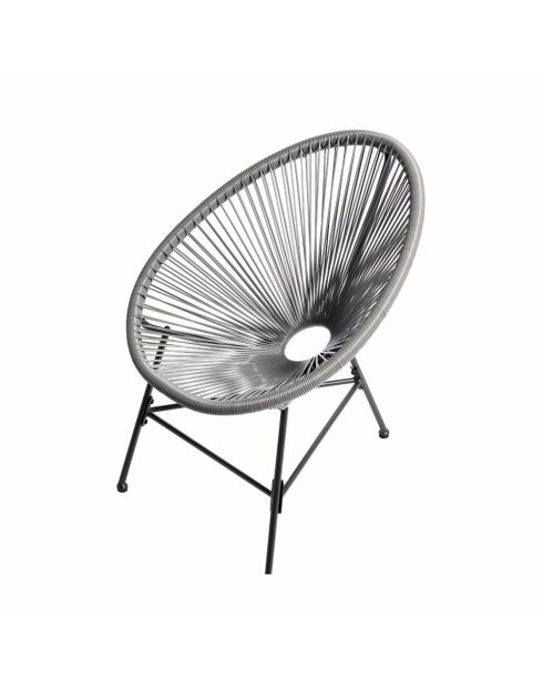 Salon de jardin 2 fauteuils ronds avec table basse Verano gris - 3 pièces