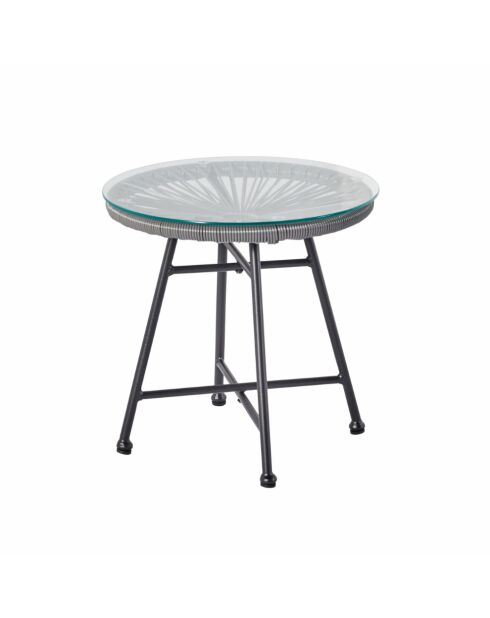 Salon de jardin 2 fauteuils ronds avec table basse Verano gris - 3 pièces