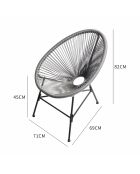 Salon de jardin 2 fauteuils ronds avec table basse Verano gris - 3 pièces