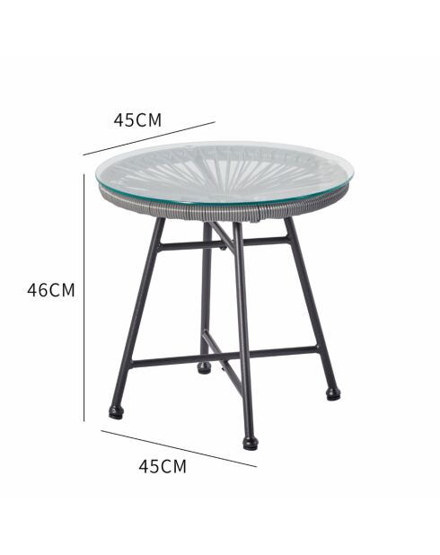 Salon de jardin 2 fauteuils ronds avec table basse Verano gris - 3 pièces