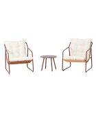 Salon de jardin 2 fauteuils avec table basse Janina terracotta - 3 pièces