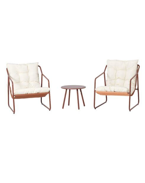 Salon de jardin 2 fauteuils avec table basse Janina terracotta - 3 pièces