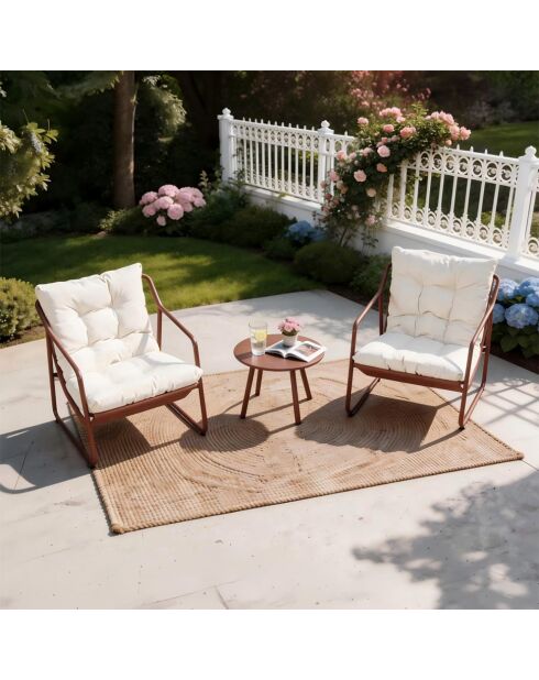 Salon de jardin 2 fauteuils avec table basse Janina terracotta - 3 pièces