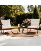 Salon de jardin 2 fauteuils avec table basse Janina terracotta - 3 pièces