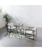 Salon de jardin panoramique en résine tressée noir et blanc Garda anthracite - 3 pièces