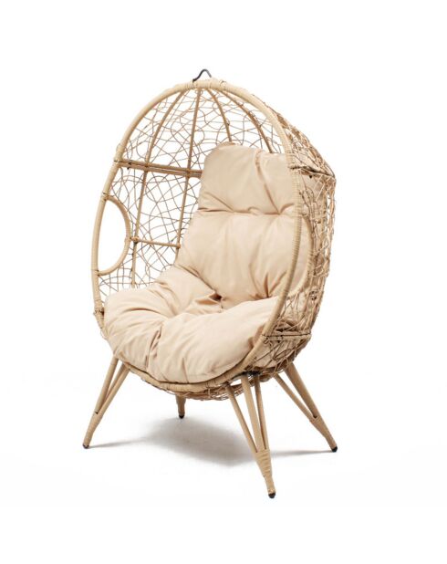 Rimouski Sessel mit Standfuß aus Kunstharz in Rattan-Optik, 95 x 82 x 155 cm, beige