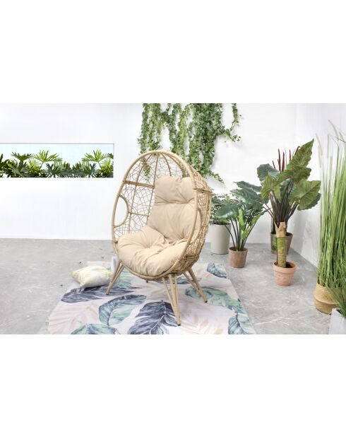 Rimouski Sessel mit Standfuß aus Kunstharz in Rattan-Optik, 95 x 82 x 155 cm, beige