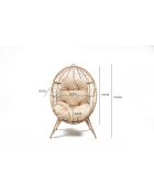 Rimouski Sessel mit Standfuß aus Kunstharz in Rattan-Optik, 95 x 82 x 155 cm, beige