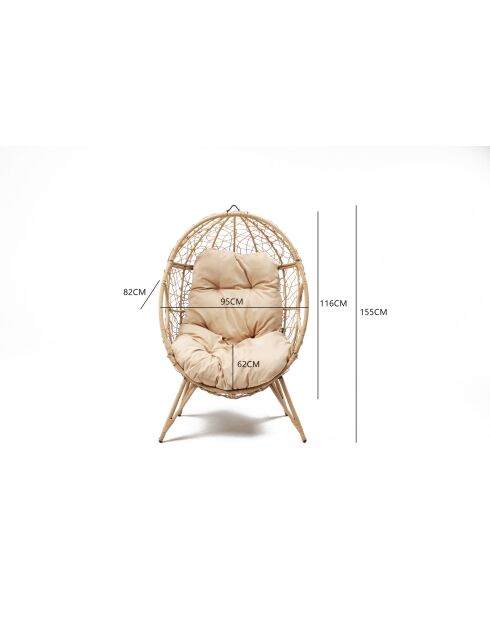Rimouski Sessel mit Standfuß aus Kunstharz in Rattan-Optik, 95 x 82 x 155 cm, beige