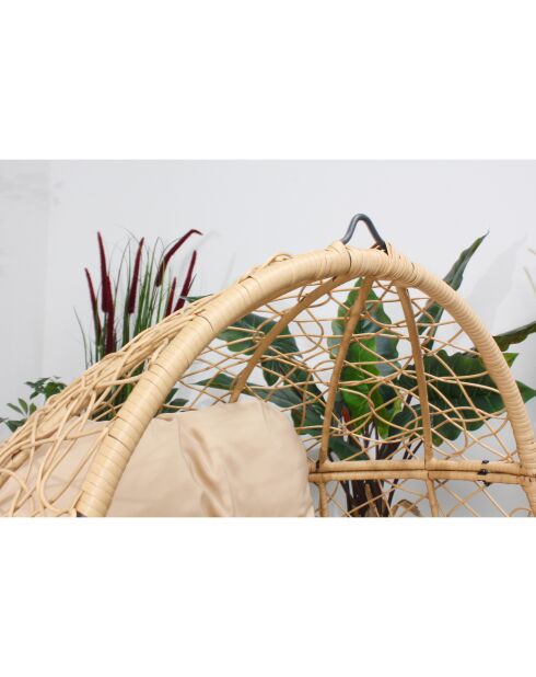 Rimouski Sessel mit Standfuß aus Kunstharz in Rattan-Optik, 95 x 82 x 155 cm, beige
