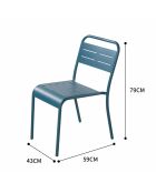 Set van 4 blauwe Falcou stalen stoelen - 43x59x79 cm