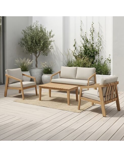 Salon de jardin 4 places en acacia Racha bois - 4 pièces