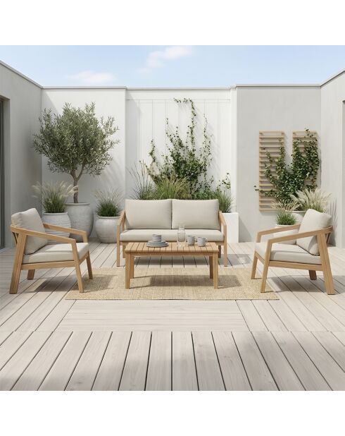 Salon de jardin 4 places en acacia Racha bois - 4 pièces