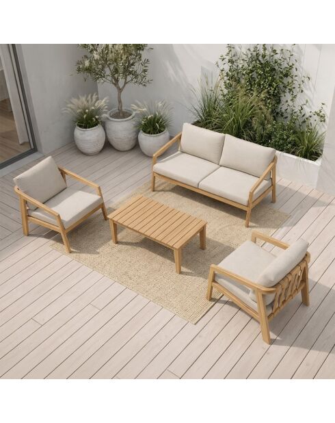 Salon de jardin 4 places en acacia Racha bois - 4 pièces