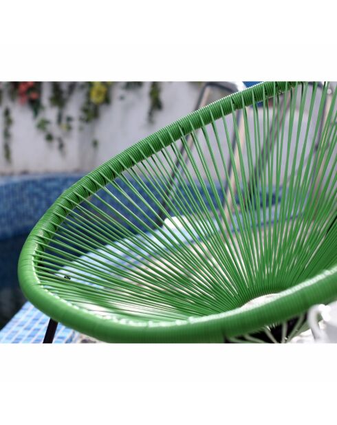 Salon de jardin 2 fauteuils ronds avec table basse Verano vert - 3 pièces