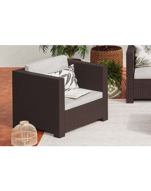 Mobile da giardino Zorena grigio a 2 posti effetto resina intrecciata - 3 pezzi