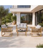 4-zits tuinmeubilair met rotaneffect en lichtgrijze kussens Valencia grijs - 4 stuks