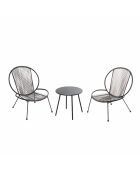 Salon de jardin 2 fauteuils et 1 table basse Sevilla gris foncé - 3 pièces