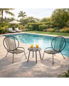 Salon de jardin 2 fauteuils et 1 table basse Sevilla gris foncé - 3 pièces